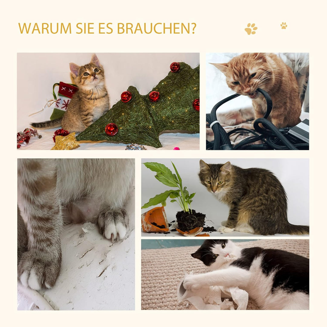 PawHut Katzenhöhle mit Waschbarem Kissen für Katzen 35 x 35 x 81 cm Eiche | Katzenbett, Plattform, K