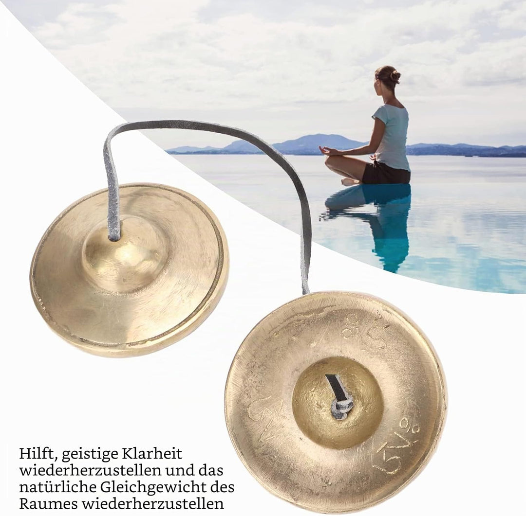 Tibetische Tingsha Zimbeln Meditation Glockenspiel Glocken, 2,7 Zoll Messing Starke Klangdurchdringu