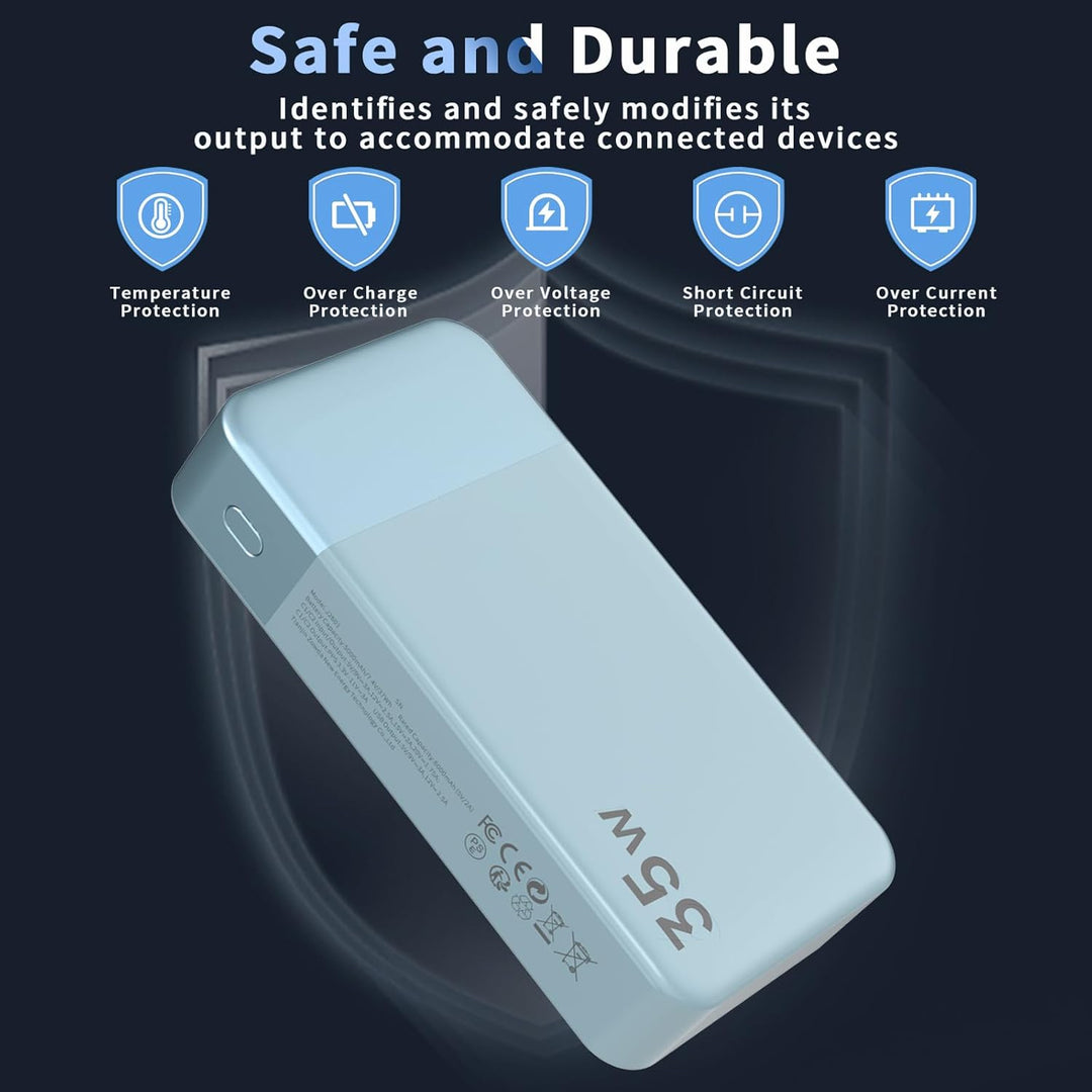 Nobis Power Bank, 20000mAh Tragbares Ladegerät, 35W USB C in & Out Schnellladung, 4 Ports Externes B