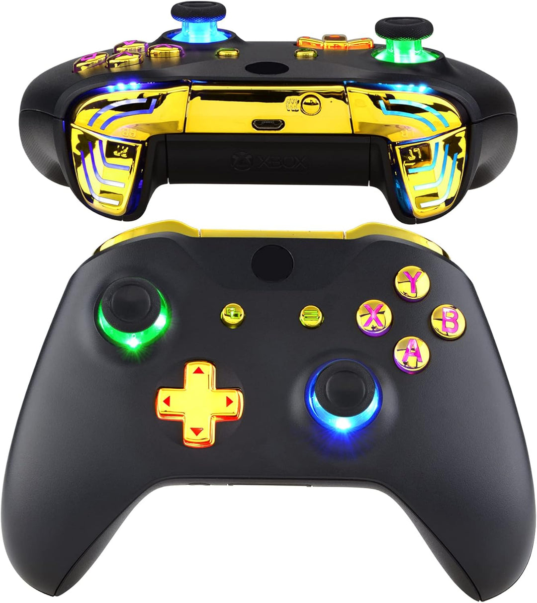 eXtremeRate DTF2.0 LED Kit für Xbox One S/X Controller, LED Leucht Kabel & Ersatz Symbol Knöpfe Set,