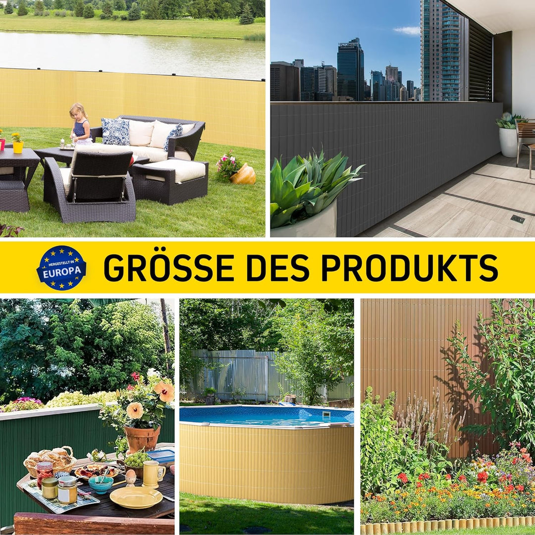 jarolift PVC Sichtschutzmatte Balkon Sichtschutz Wetterfest für Garten Terrasse, Sichtschutzzaun Bal