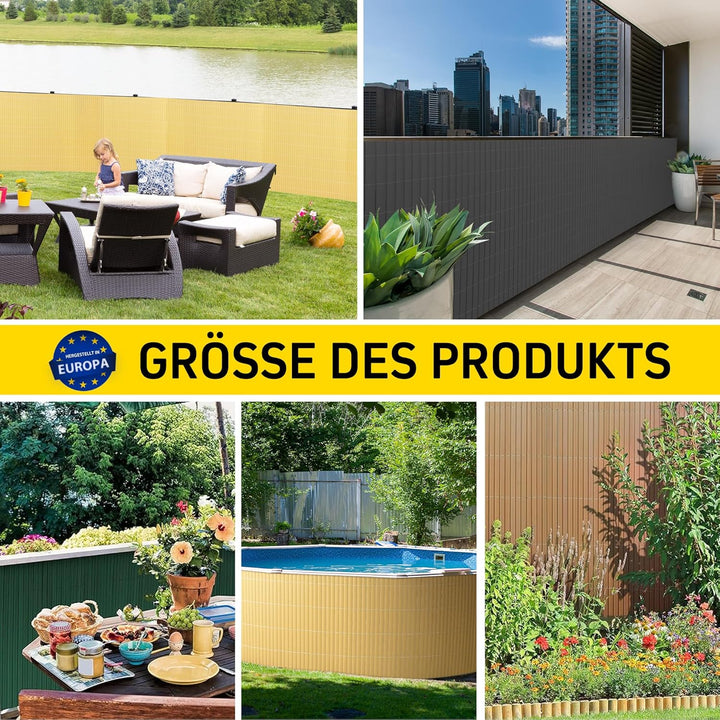 jarolift PVC Sichtschutzmatte Balkon Sichtschutz Wetterfest für Garten Terrasse, Sichtschutzzaun Bal