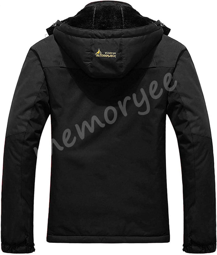 Memoryee Herren Ski Jacke Warmer Gefüttert Winter Fleece Mantel Wasserdichter mit Abnehmbarer Kapuze