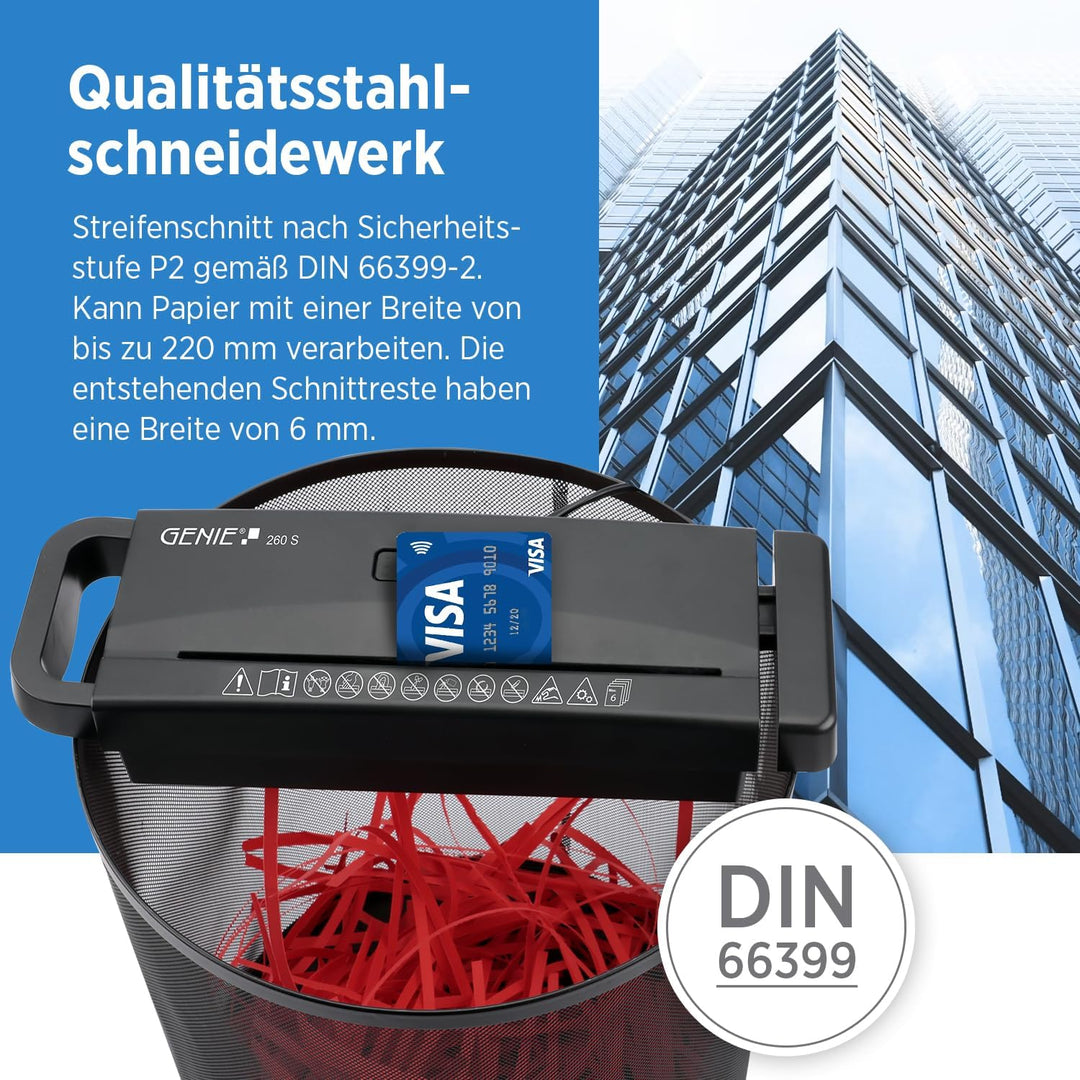 Genie 206 S Aktenvernichter-Aufsatz für sämtliche Papierkörbe geeignet, bis zu 6 Blatt,6 mm breite S