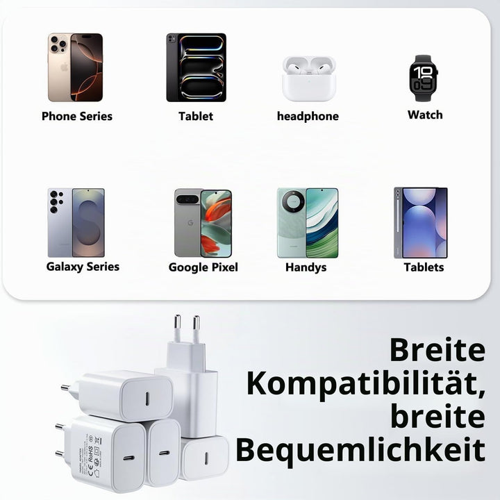 USB C 25W Ladegerät, 5er-Pack Schnellladegerät PD3.0 Stecker Typ C Handy Netzteil Wand-Ladegerät Kom