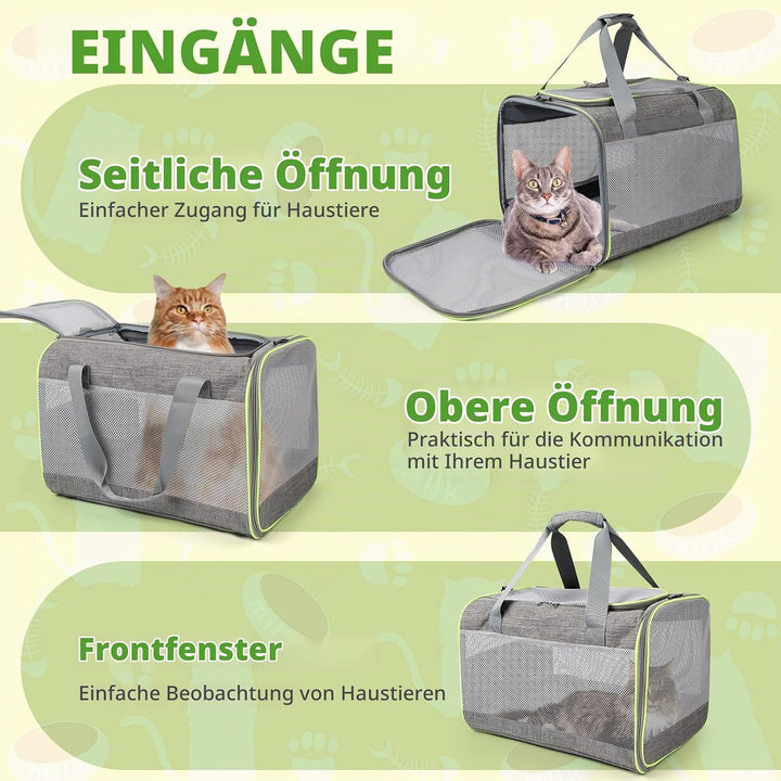 Lannvan Transportbox Hund, Katzen Transportboxen bis 6,5kg, Hundebox Auto Transporttasche Katze Atmu