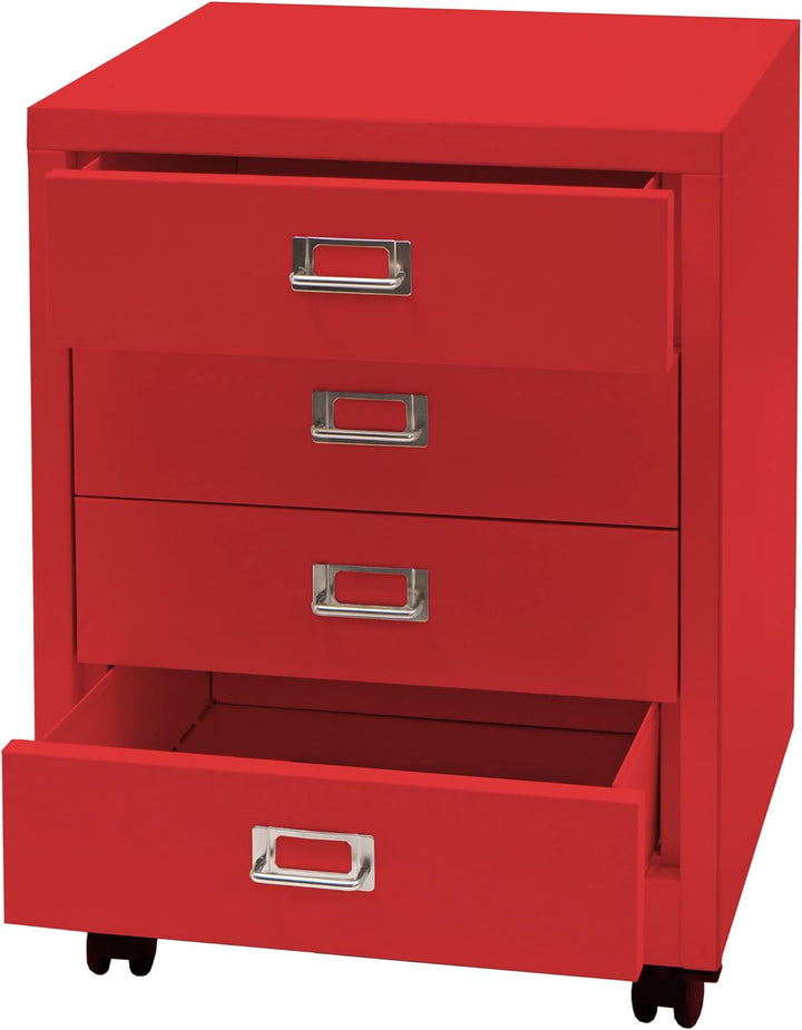 Mendler Rollcontainer HWC-L49, Schubladenschrank Stahlschrank Aktenschrank, Metall 55x40x41cm 4 Schu