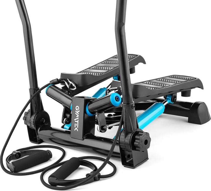 Gymtek Stepper, Drehstepper mit Haltegriffen & Expanderbänder - mit LCD-Bildschirm, Schrittzähler un