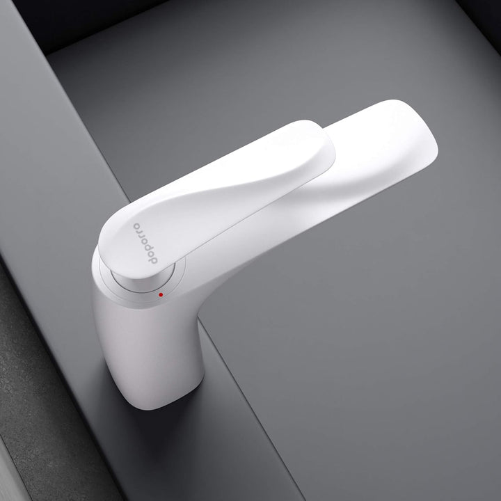 doporro Design Armatur Wasserhahn Bad Weiss | Waschtischarmatur für Waschbecken | Waschbeckenarmatur