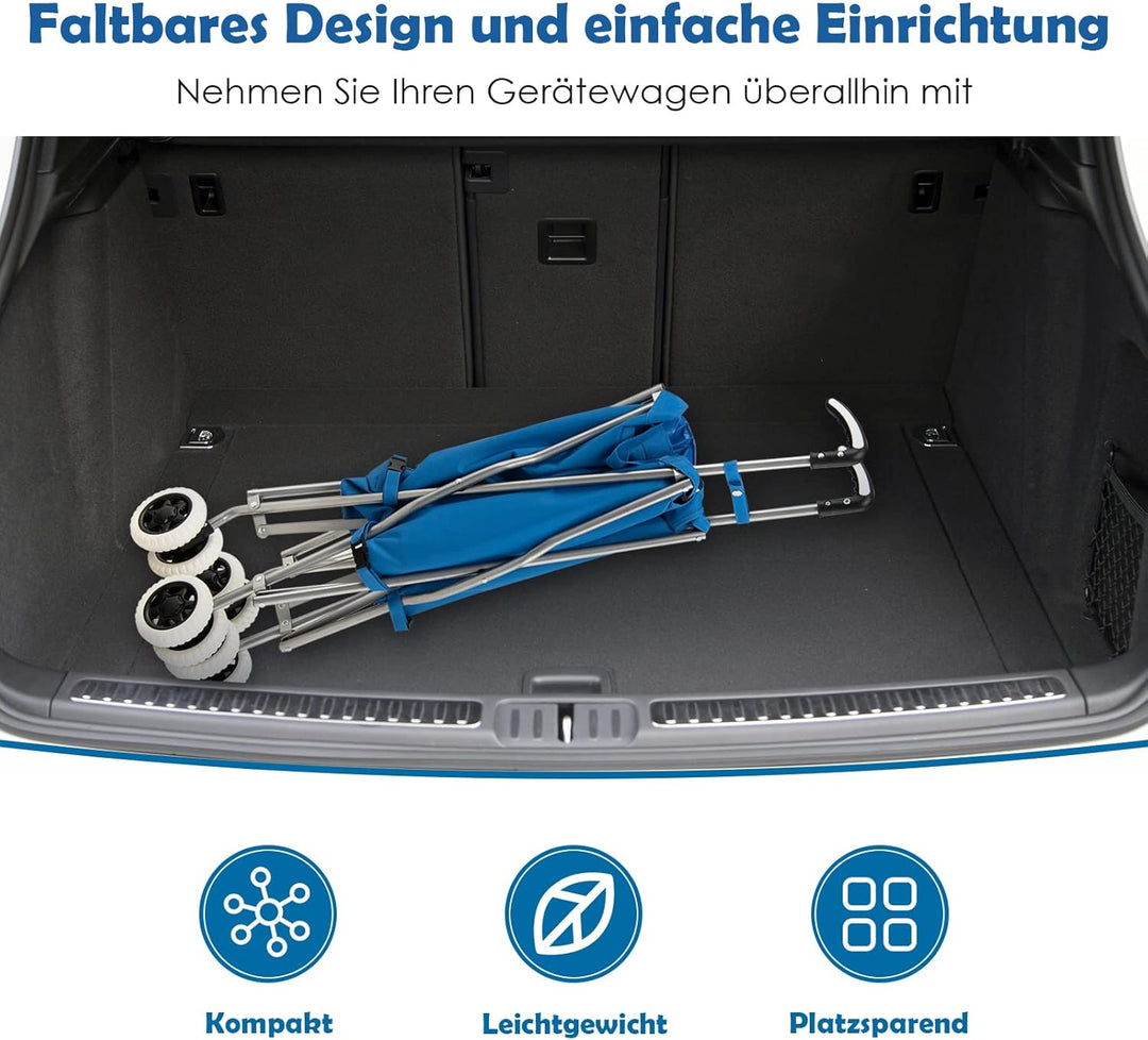 GOPLUS Klappbarer Einkaufswagen mit Rädern, Leichter Einkaufstrolley mit Zwei Lenkrollen, Abnehmbare