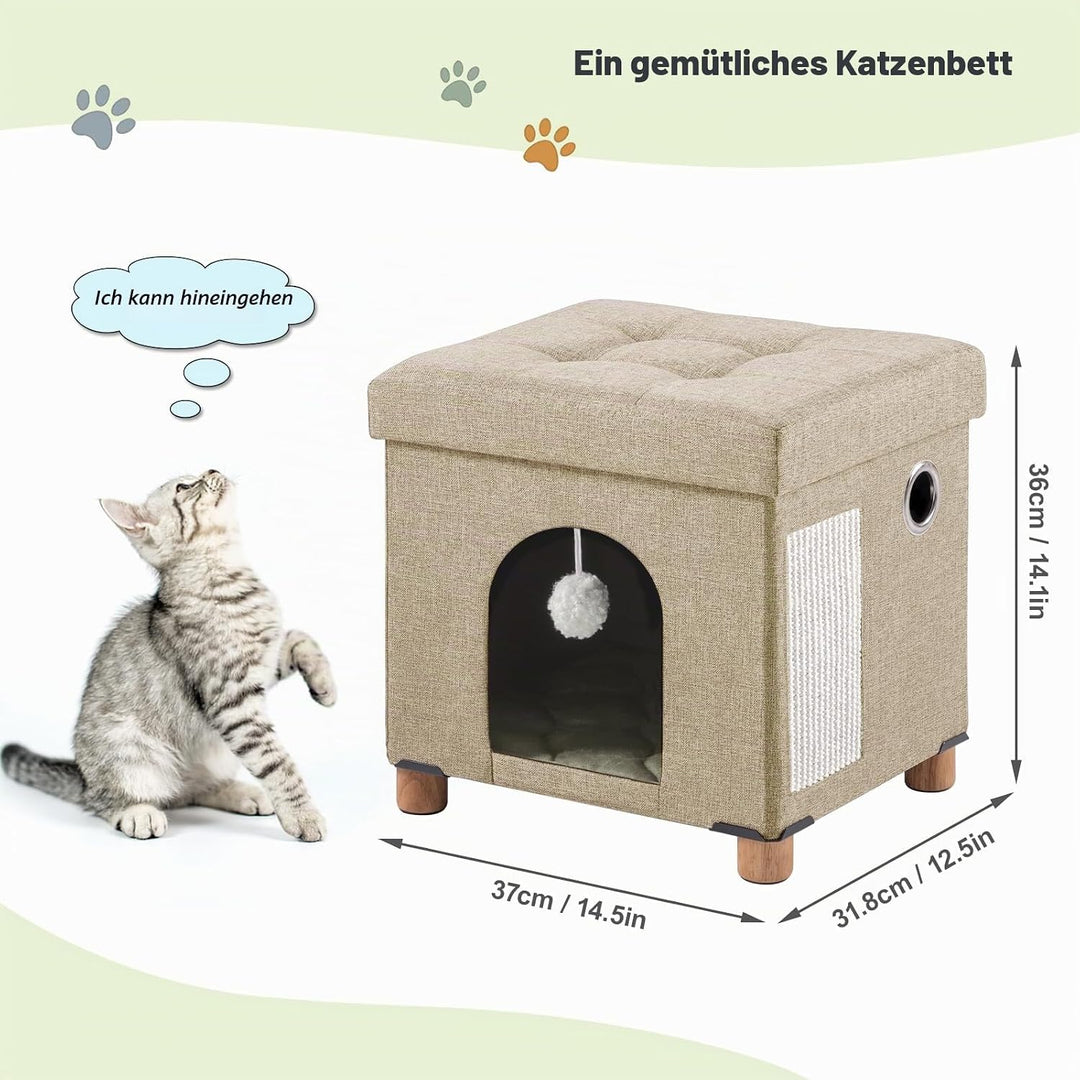 BRIAN &amp; DANY BRIAN &amp; DANY Faltbare Katzenhöhle Grosse Katzen, Katzenhaus Höhle für Katzen mit Kratzb