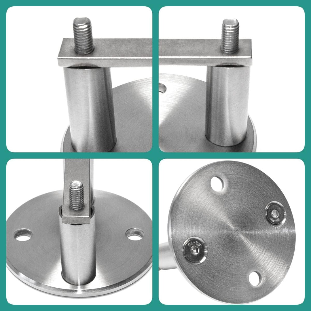 PRIOstahl Pfostenträger Pfostenhalter Wandanker Wandflansch Handlauf Bodenanker x 1 Halter Rund Ansc