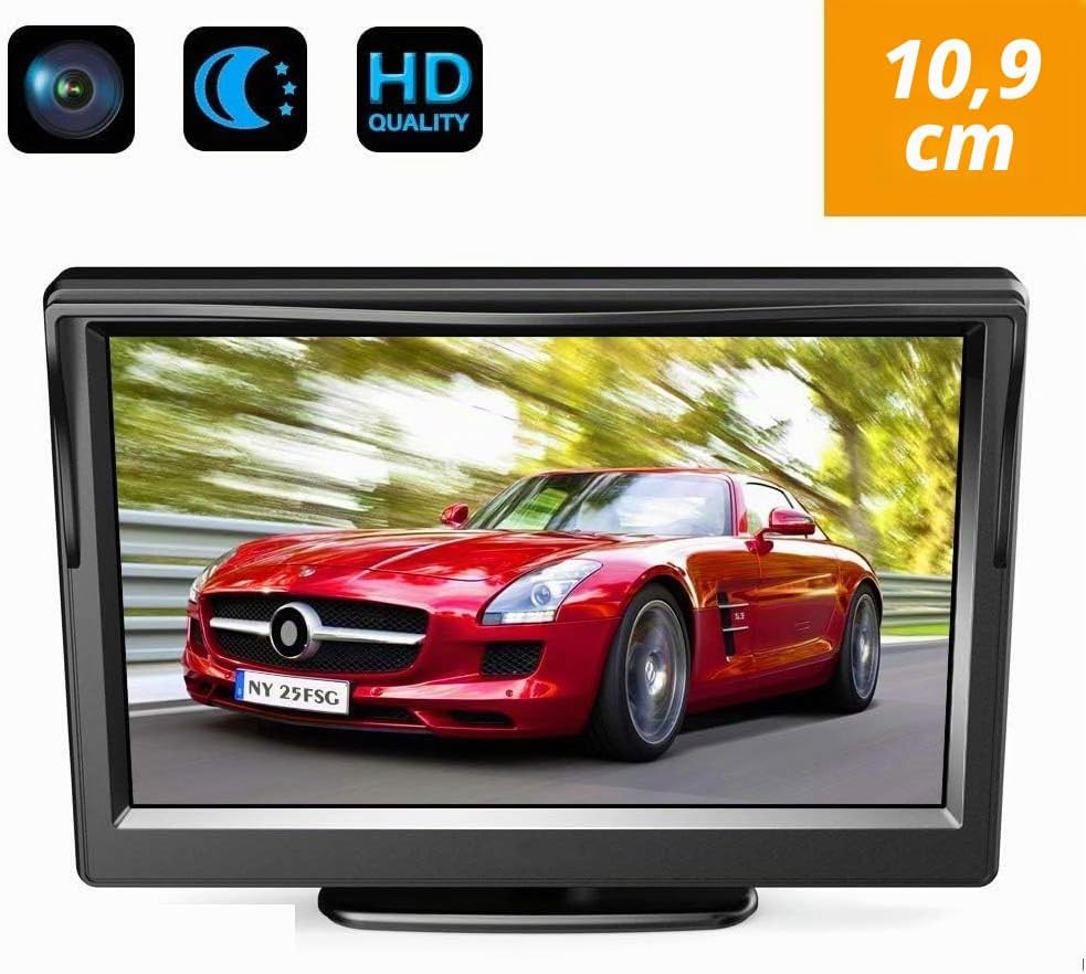 CoolinDT Dritte Dachmontage-Bremsleuchte, Bremsleuchte, Rückfahrkamera mit 4,3-Zoll-Monitor zur Arma