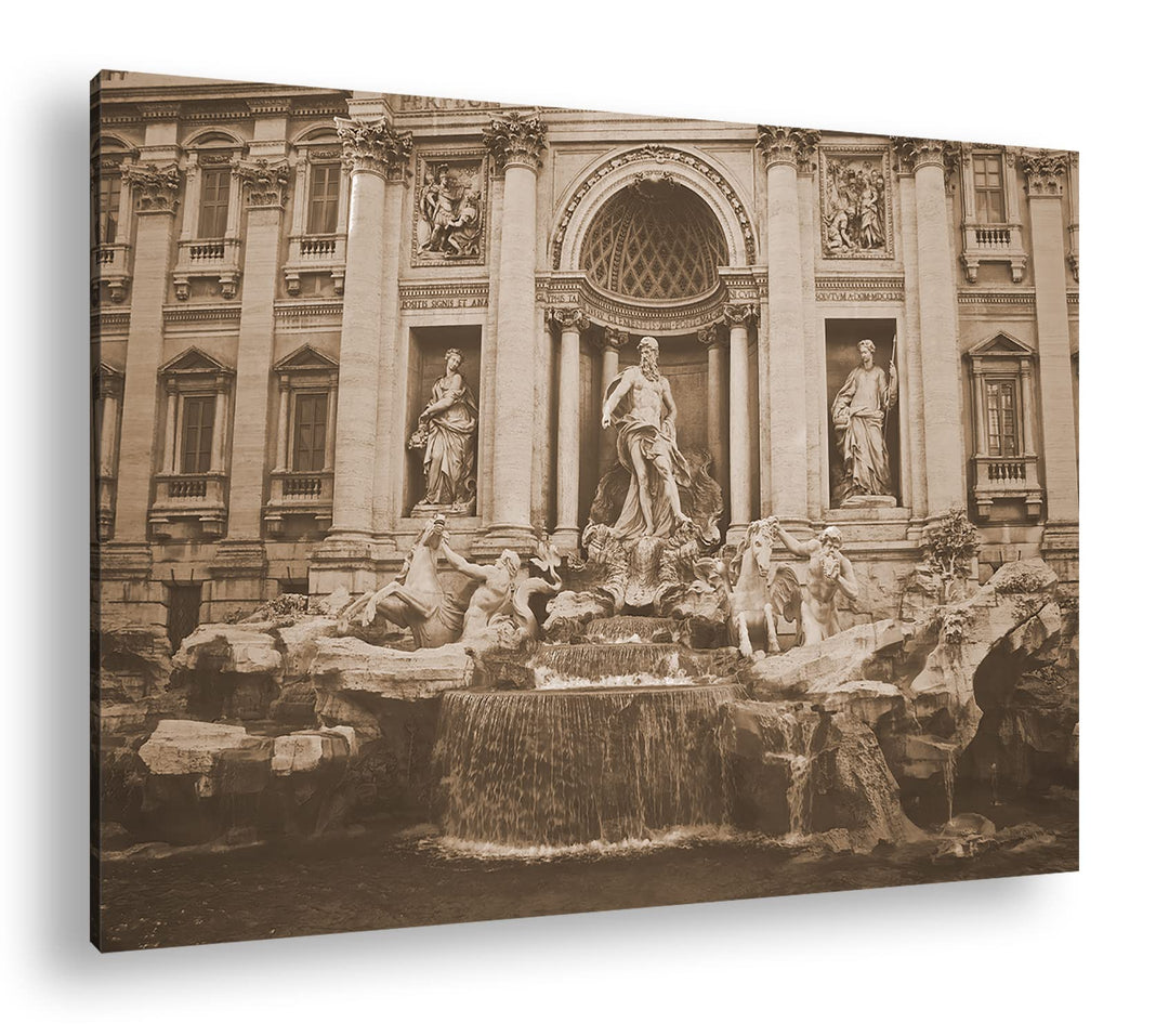 deyoli Trevi Brunnen in Rom Format: 120x80 Effekt: Sepia als Leinwandbild, Motiv fertig gerahmt auf