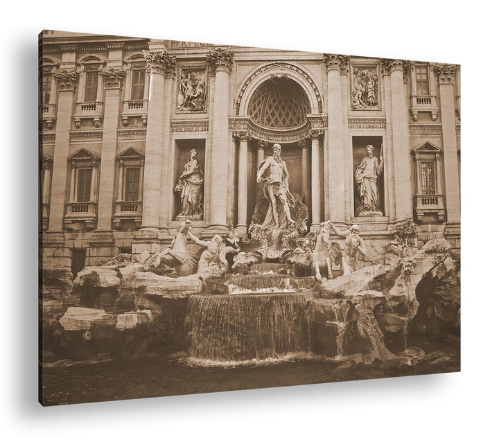 deyoli Trevi Brunnen in Rom Format: 120x80 Effekt: Sepia als Leinwandbild, Motiv fertig gerahmt auf