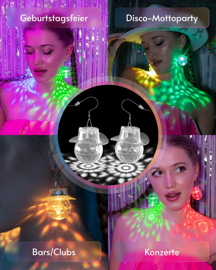 LED Ohrringe Disco Ball Ohrringe 7 RGB Licht Projektion Licht Ohrringe für Frauen Wiederaufladbare L