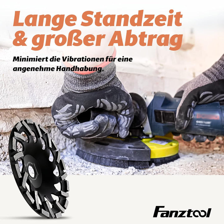 FANZTOOL Premium Diamant Schleiftopf Abrasiv 180 mm x 22,2 mm Schleifteller für abrasive Baustoffe,