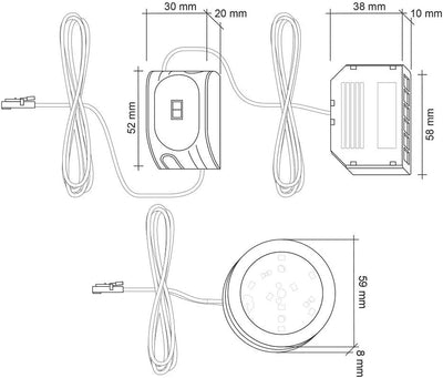 SEBSON LED Schrankleuchte 6er Set, berührungslos dimmbar, IR Sensor, warmweiss 3000K, 6x 2W, 6x 130l