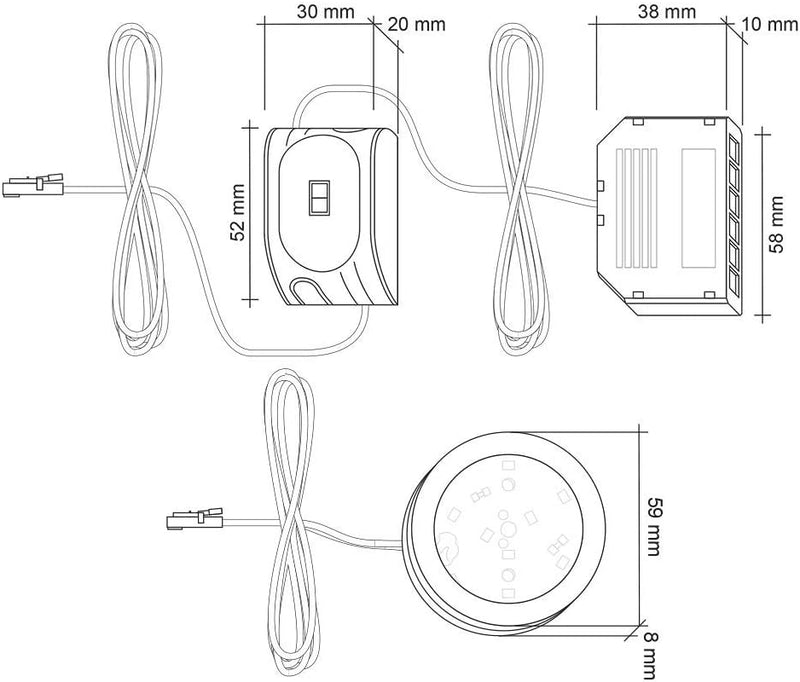 SEBSON LED Schrankleuchte 6er Set, berührungslos dimmbar, IR Sensor, warmweiss 3000K, 6x 2W, 6x 130l