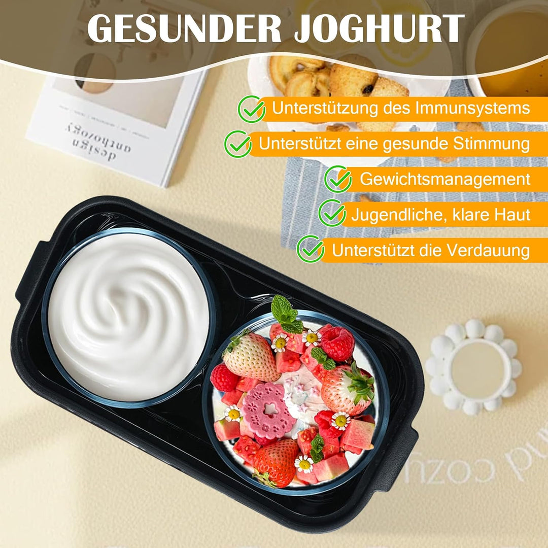Joghurtbereiter, 2L Automatischer Digitaler Joghurtmaschine mit 2 Gläsern, Joghurtmacher mit Timer u