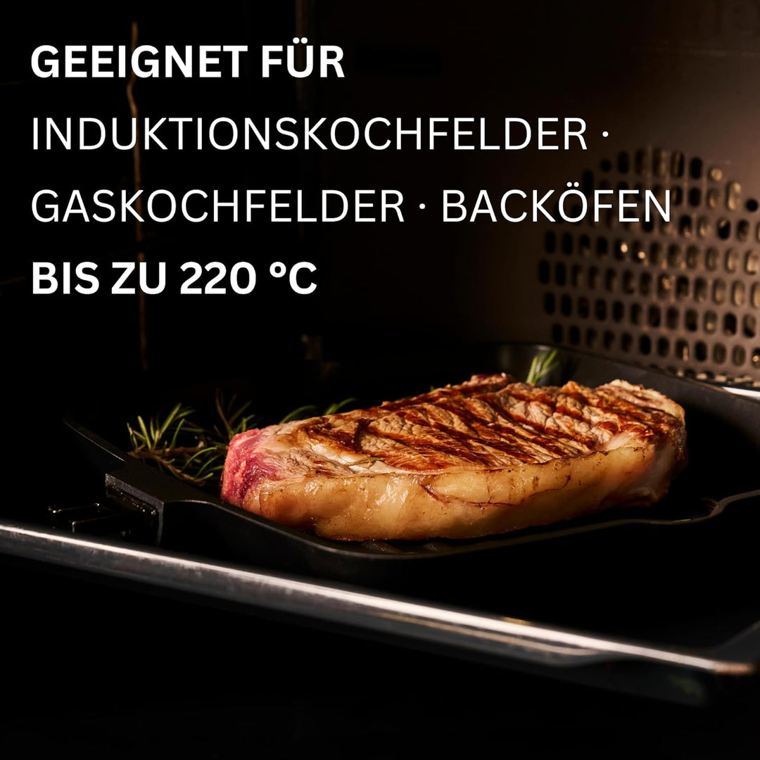 Stone&Stone Quadratische Grillpfanne 28x28 cm | Profi Bistecchiera | Deutsche Antihaftbeschichtung G