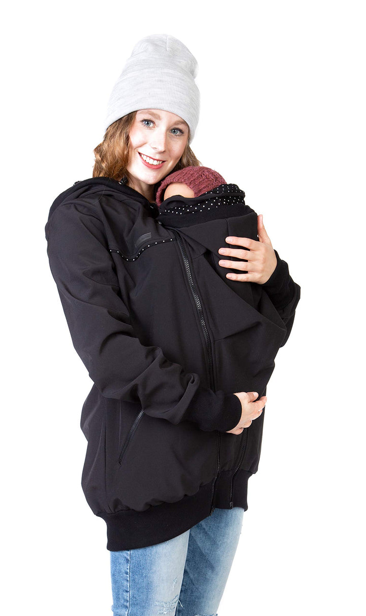 Viva la Mama 4in1 Tragejacke für Tragen auf dem Rücken oder der Brust, Softshell, Umstandsjacke + Kä