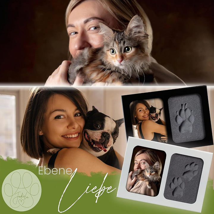 Jadiela Pfotenabdruck Set Hund oder Katze 3D Bilderrahmen Abdruck Hundepfote Geschenk Hund, Pfotenab