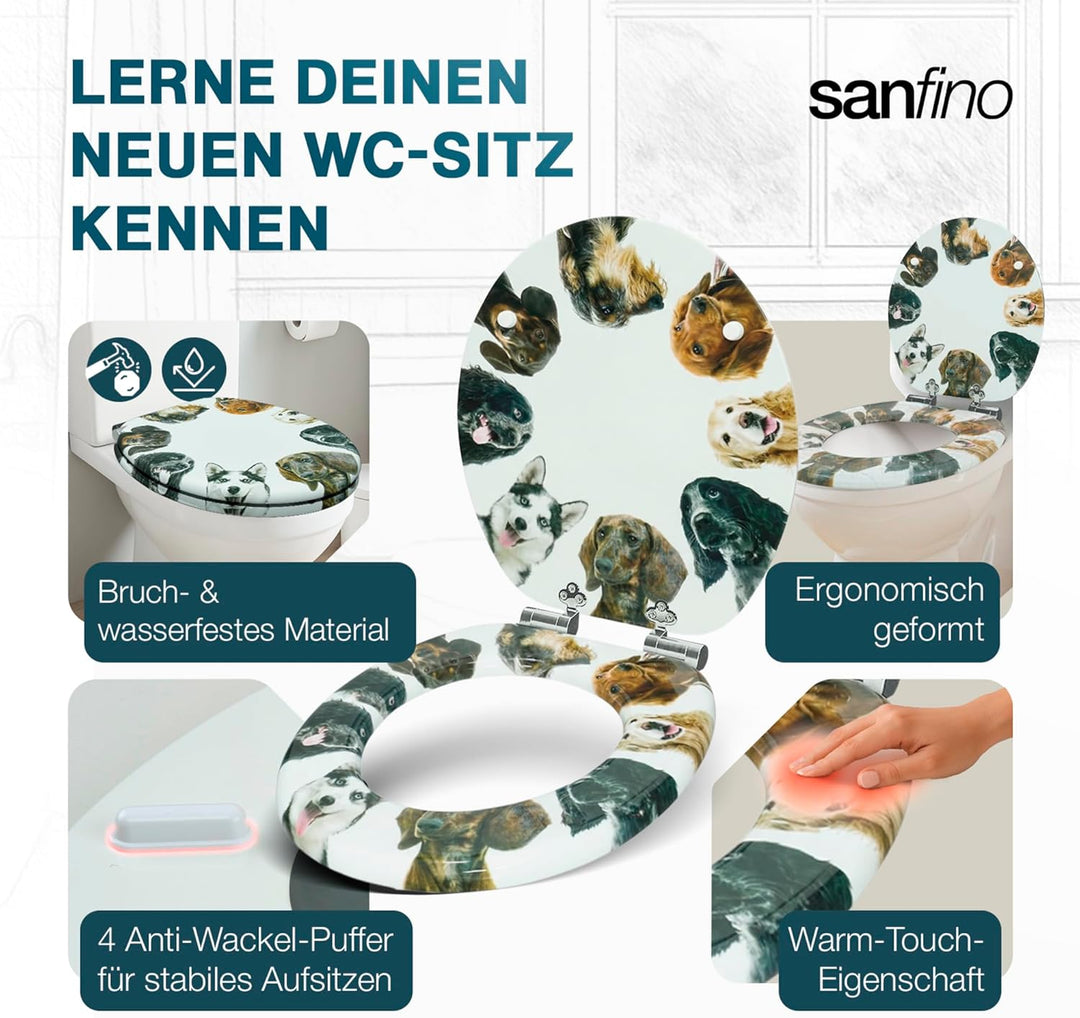 Premium WC Sitz mit Absenkautomatik – hochwertige Toilettendeckel aus Holz, viele bunte Motive, hohe