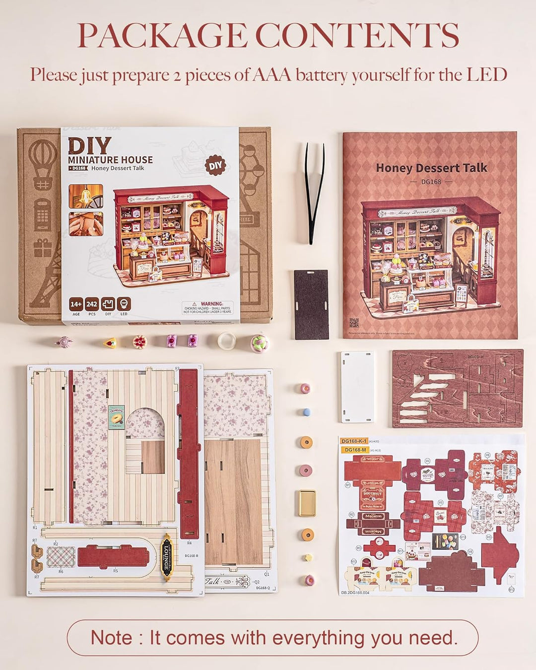 Rolife DIY Miniatur Haus Kit für Erwachsene Honig Dessert Gespräch Modellbausätze Miniaturpuppenhaus