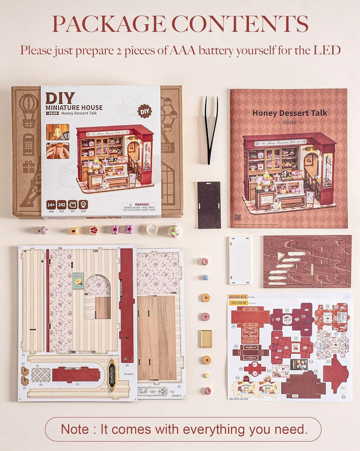 Rolife DIY Miniatur Haus Kit für Erwachsene Honig Dessert Gespräch Modellbausätze Miniaturpuppenhaus