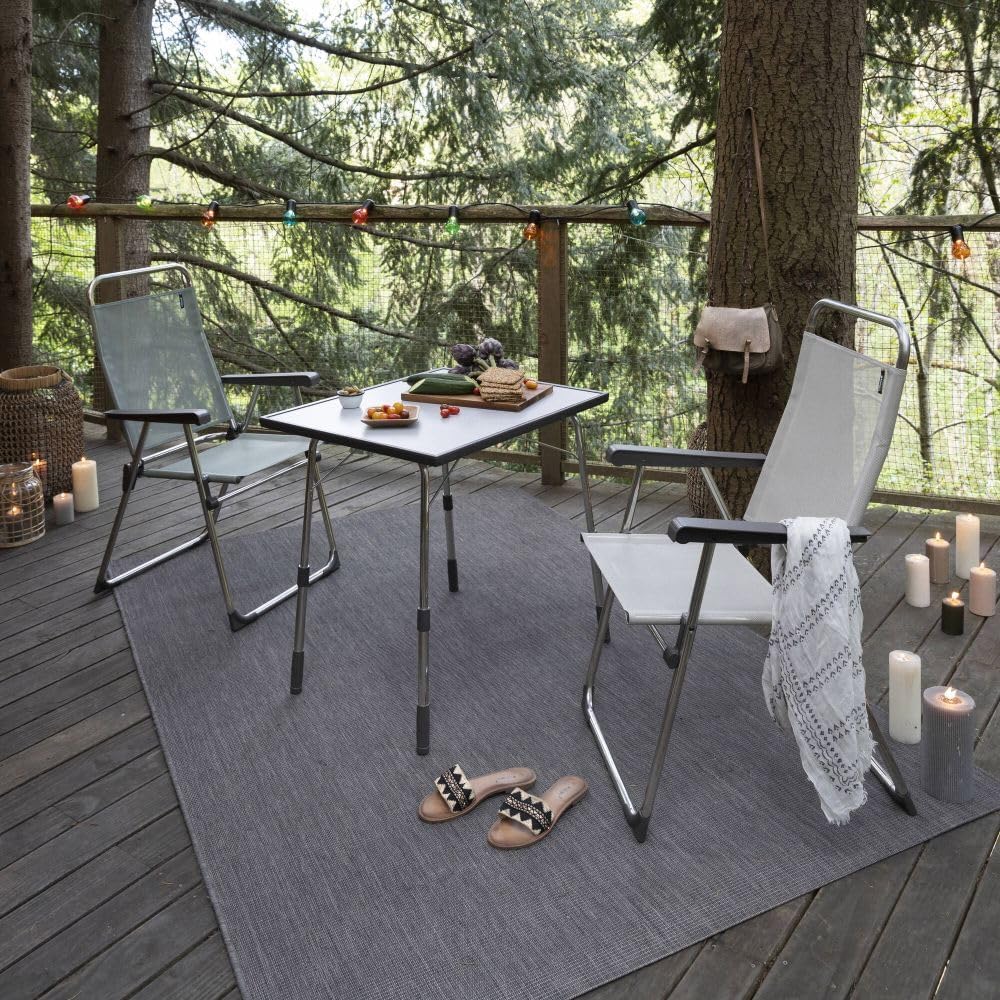 Lafuma Mobilier Klappbarer, höhenverstellbarer Gartentisch, Wetterfest, Louisiane, carbon (grau), 72