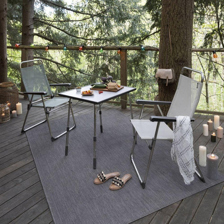 Lafuma Mobilier Klappbarer, höhenverstellbarer Gartentisch, Wetterfest, Louisiane, carbon (grau), 72