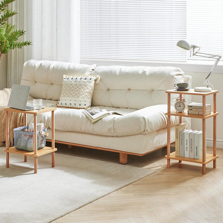 IBUYKE Holz Beistelltisch, Nachttische mit 2 Ebenen, 39x29x53cm, Couchtisch, Sofatisch, für Schlafzi
