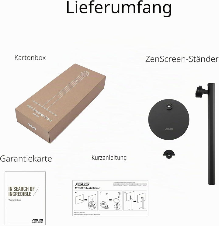 ASUS ZenScreen Ständer MTS02D – Ergonomischer Ständer für tragbare Monitore, Neigung, Drehgelenk, Hö