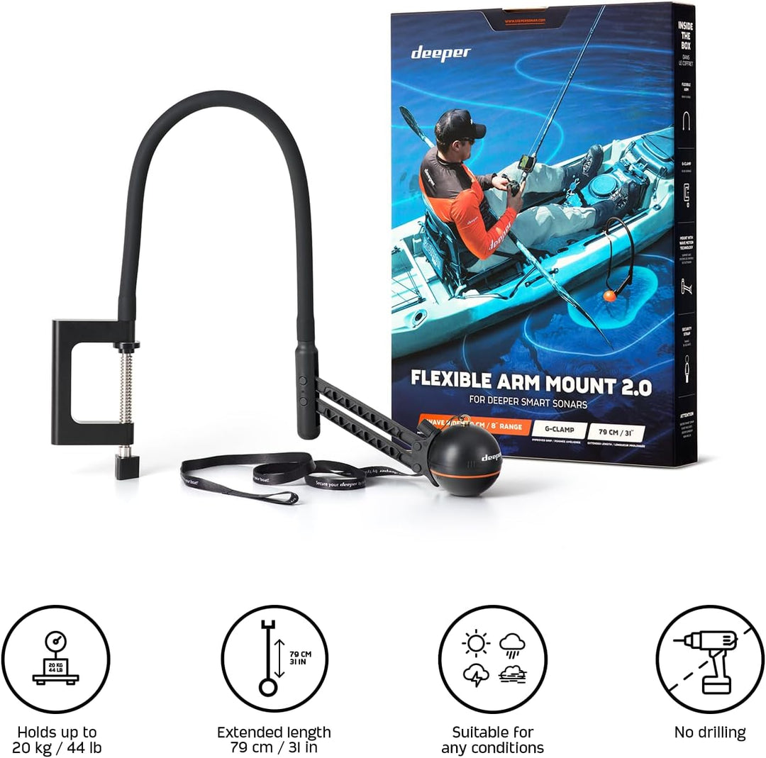 Deeper Flexible Arm 2.0 – flexibler Montagearm für Angelboot, Bellyboot und Kajak