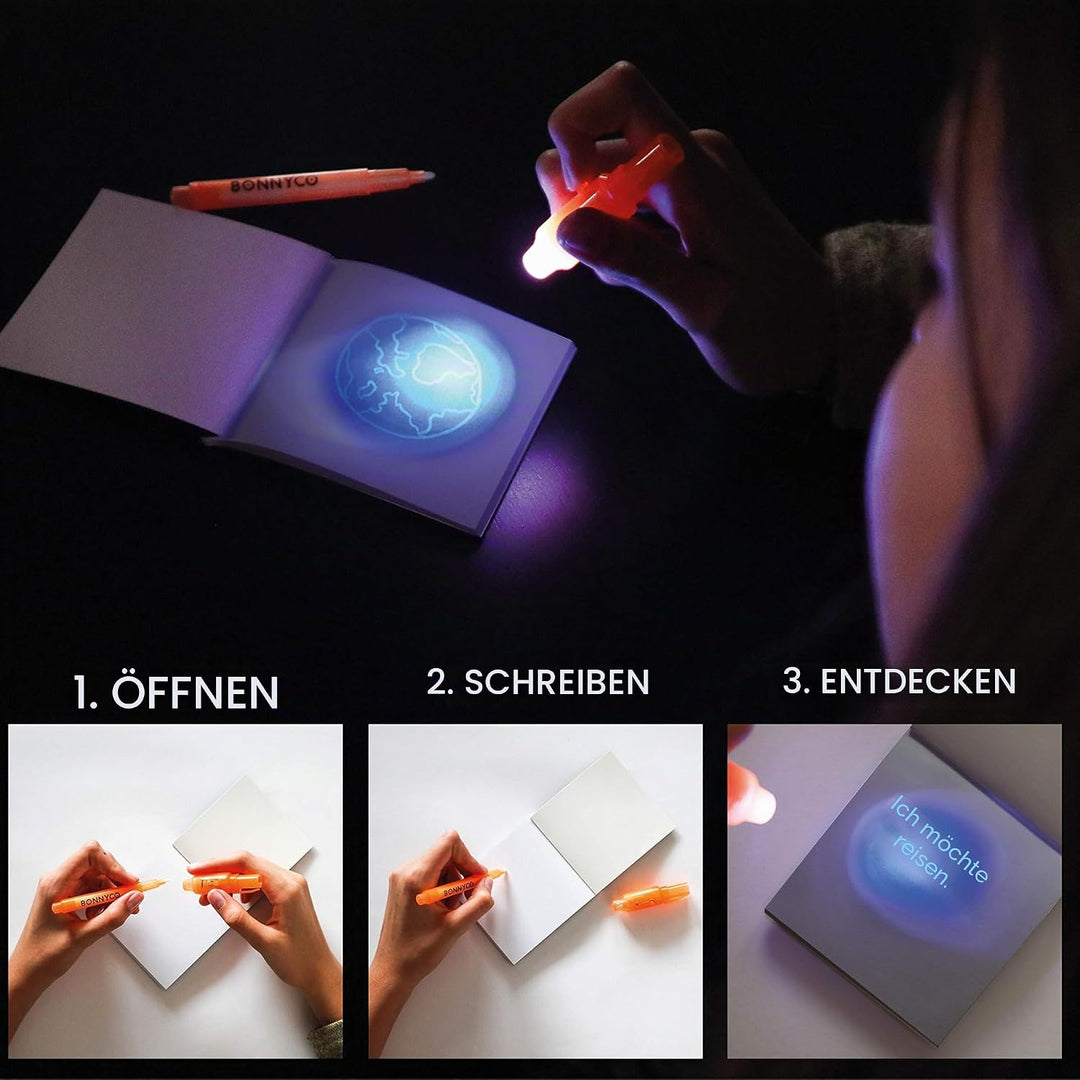 BONNYCO UV Stift und Notizbuch, 32 Stück Mitgebsel Kindergeburtstag Jungen &amp; Mädchen | Kindergeburts