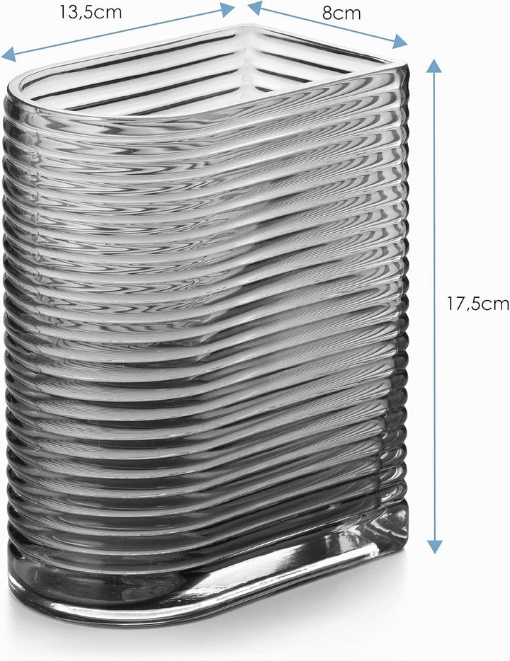 AmeliaHome Vase 8x17,5 cm Dekovase Tischvase aus Glas Dekoration Cray Schwarz Cray Schwarz 8x17,5 Cm