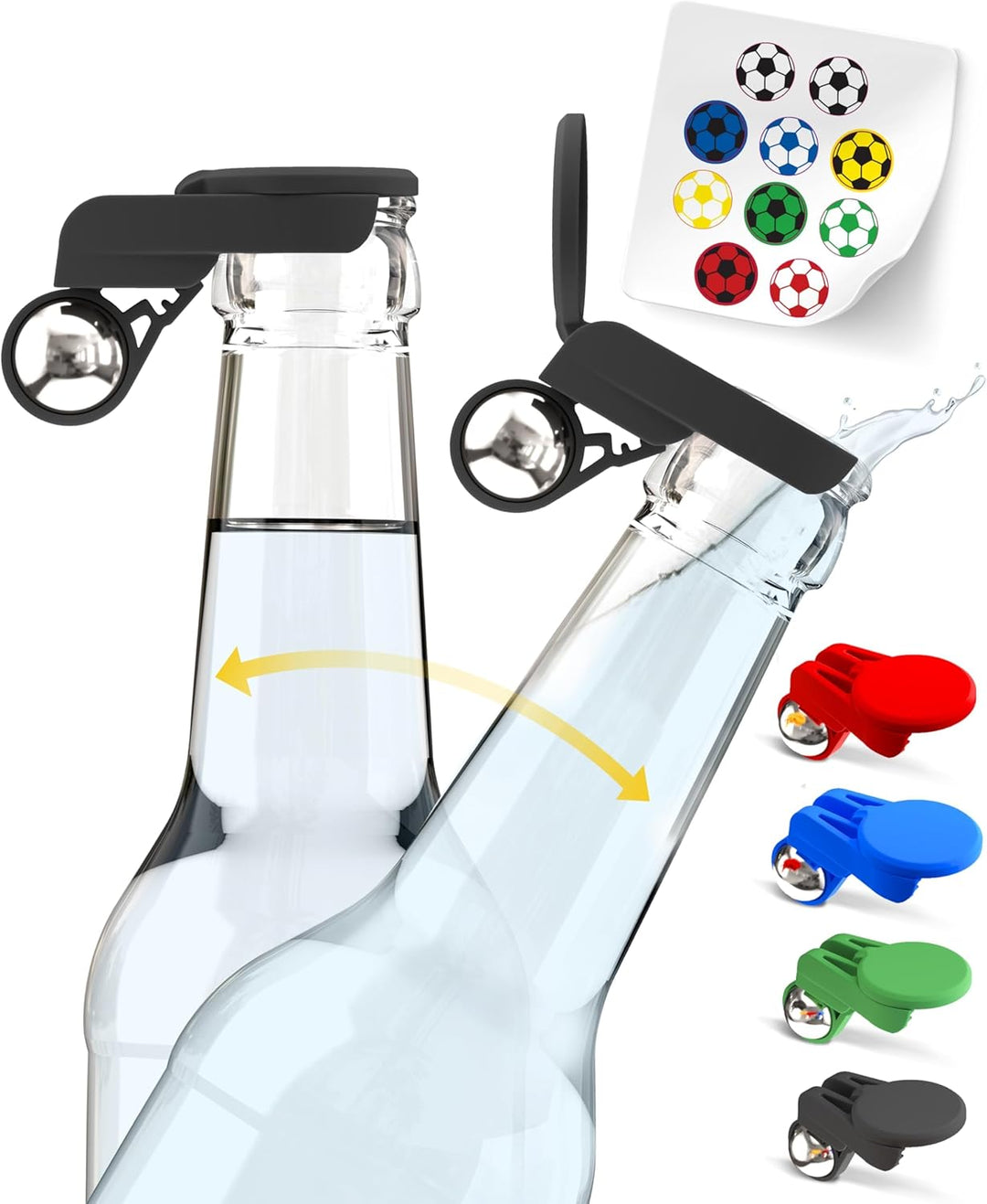 5X automatischer Flaschenverschluss mit 12x Smiley Sticker Aufkleber Wespenschutz Abdeckung für Glas