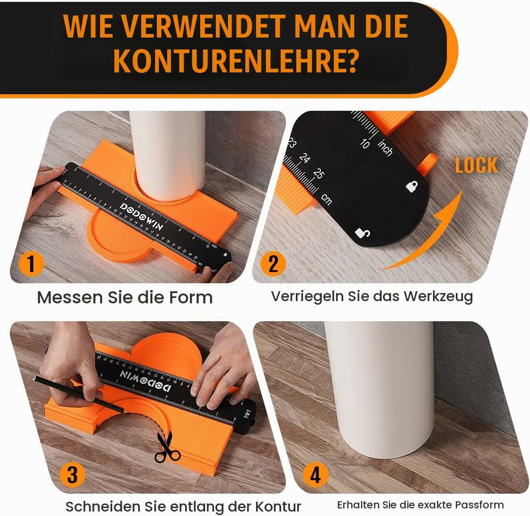 DODOWIN Konturenlehre 25cm, Weihnachtsgeschenke für Männer Papa, Konturenlehre Mit Feststeller, Hand