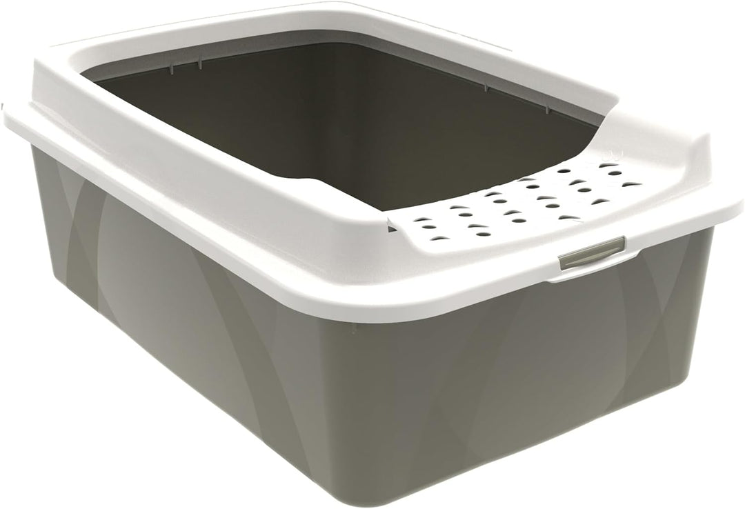Rotho MyPet Eco Bonnie Katzenklo mit Top-Eingang, Kunststoff (PP recycelt), beige/weiss, M (57.2 x 3