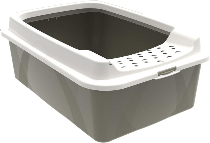 Rotho MyPet Eco Bonnie Katzenklo mit Top-Eingang, Kunststoff (PP recycelt), beige/weiss, M (57.2 x 3