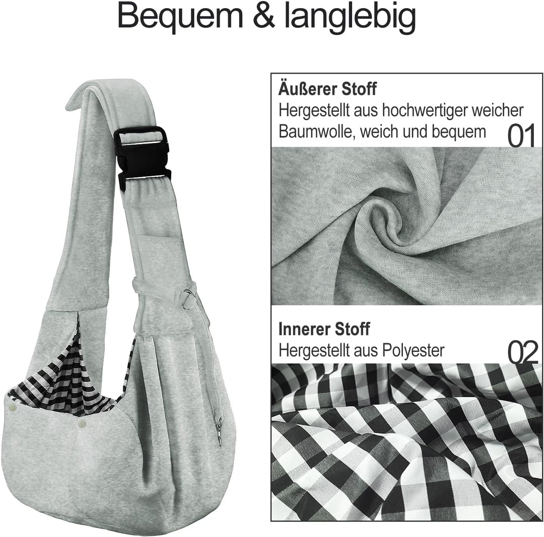 PETLOFT Tragetuch Hund, Reversibel Kleine Hundetrage, Einstellbar Pet Tragetuch, Freisprecheinrichtu