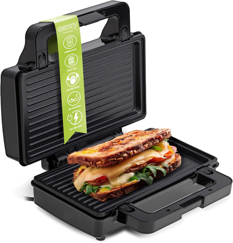 CAMRY Sandwichmaker 2-in-1, Kontaktgrill, Toaster Sandwichtoaster, 2 Arten von austauschbaren Platte