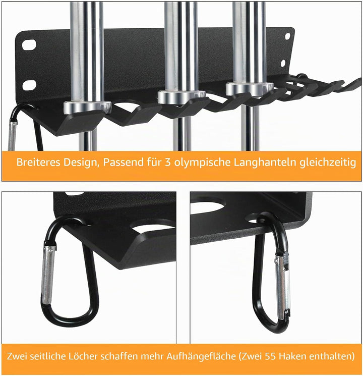 Gym Rack Organizer, Heavy Duty Langhantel-Aufbewahrung, 7 Platz Wandhalterung, Olympische Langhantel