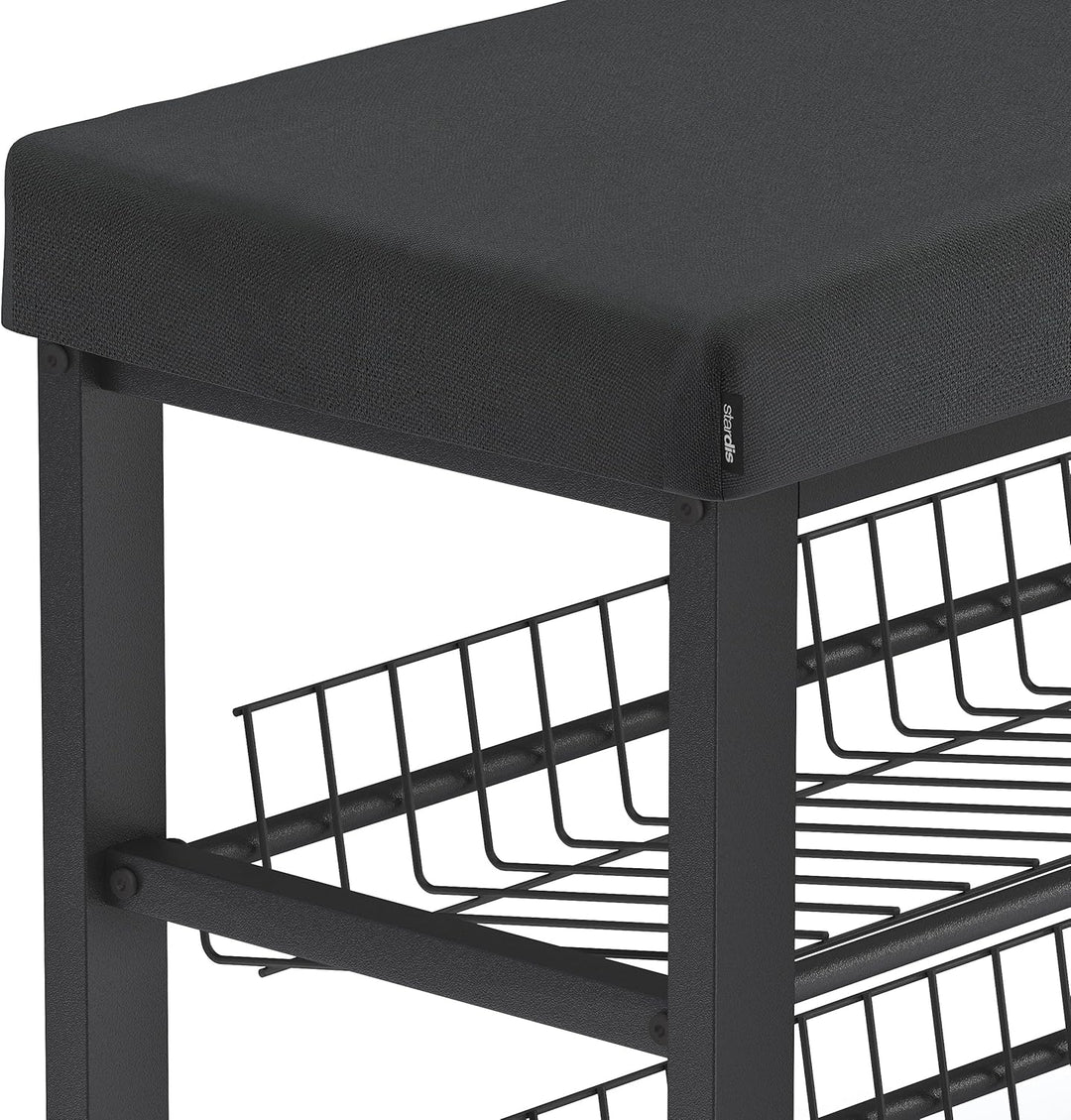 stabiles Schuhregal mit Sitzbank platzsparende Schuhbank mit 2 Gitterablagen 81x50x32 cm, formschöne
