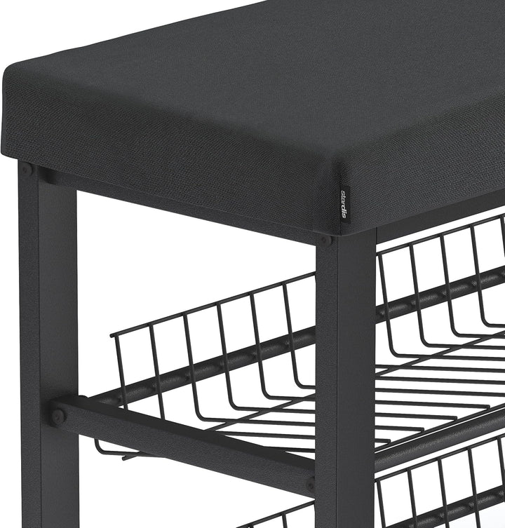 stabiles Schuhregal mit Sitzbank platzsparende Schuhbank mit 2 Gitterablagen 81x50x32 cm, formschöne
