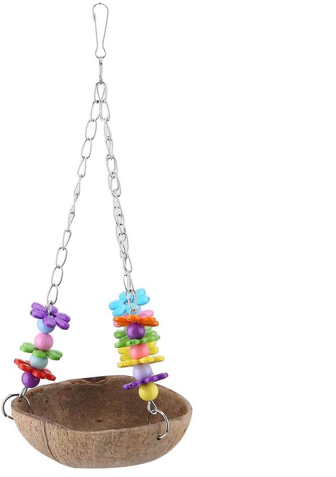 Papagei Nest,Natürlich Kokosnuss schalen Nest Acryl Schaukel Hängematte Spielzeug füttern Anlage für