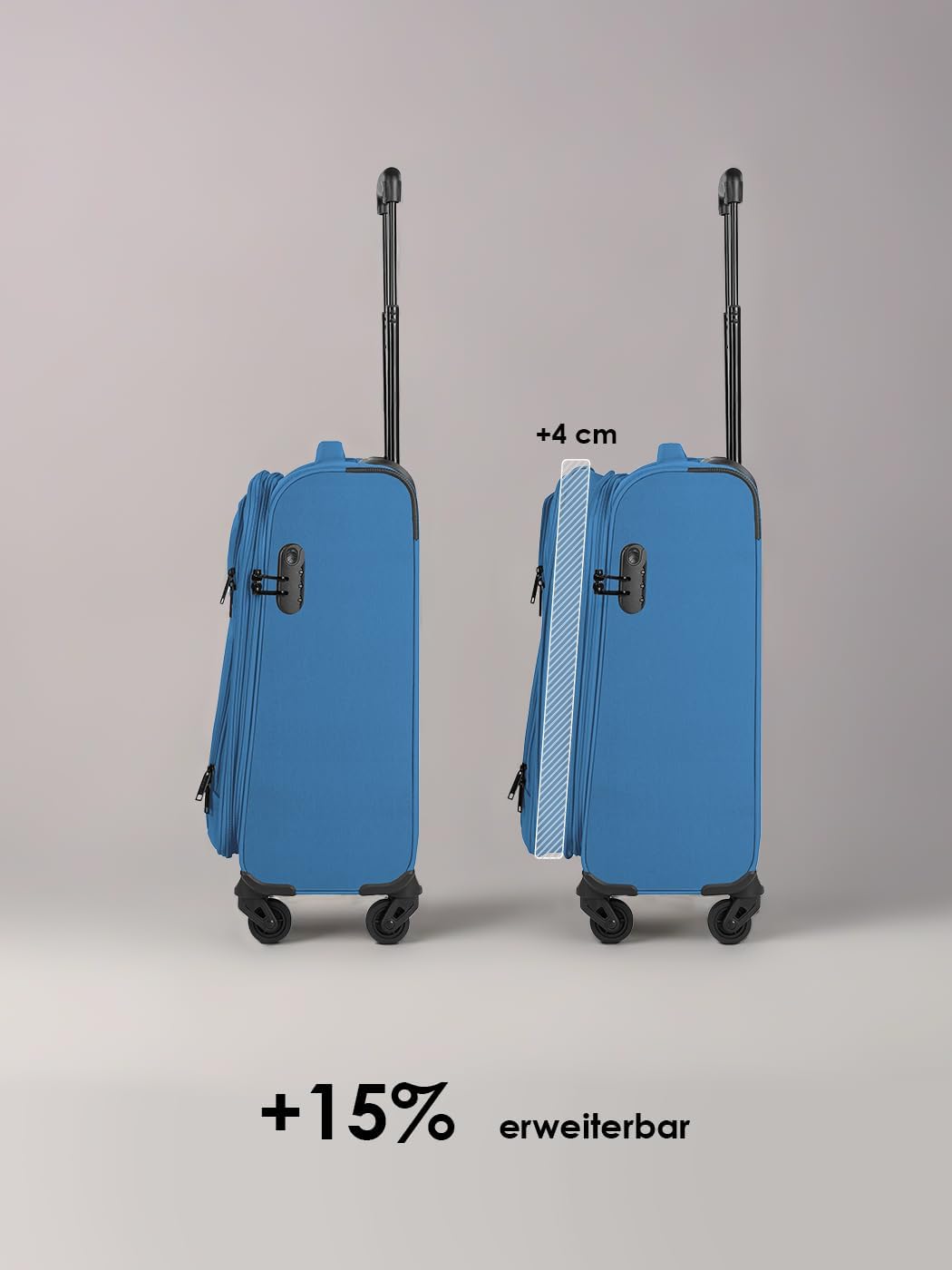 SMARTBOX Weichgepäck Kabinen-Koffer für Damen & Herren | Kleiner Cabin-Trolley 36 x 23 x 57 cm | 4 R