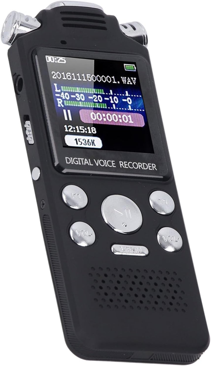 Digitaler Sprachrekorder, Sprachaktivierter Rekorder mit Lautsprecher, 0,8-Zoll-LCD-Bildschirm, Dikt