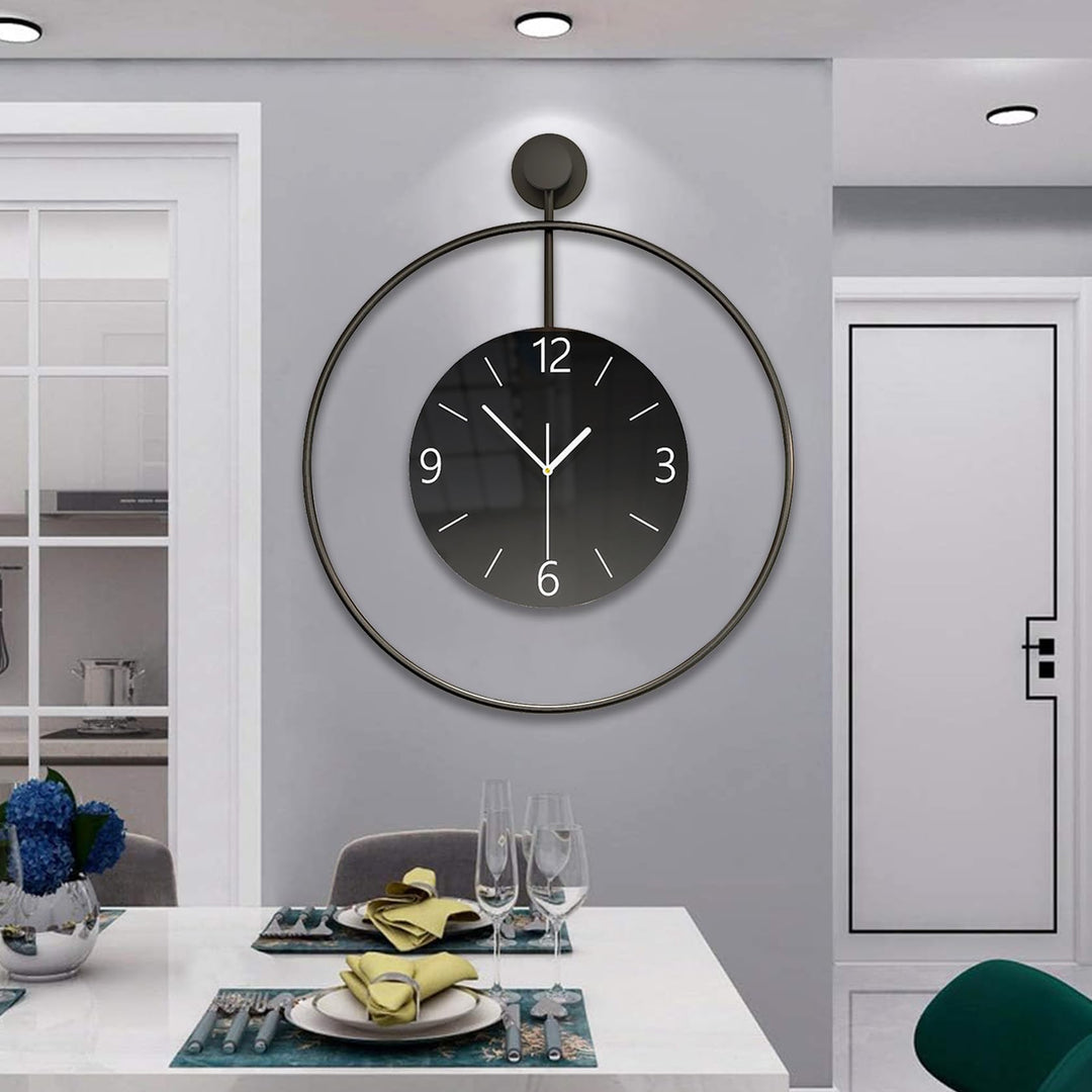 60cm Wanduhr Gross, Metall Wanduhr Ohne Tickgeräusche Lautlos Runden Modern Digitale Wanduhren-Gross
